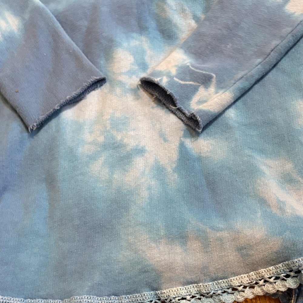 Free People Blue Tie-Dye Lace Long Sleeve Top - Picture 4 of 7